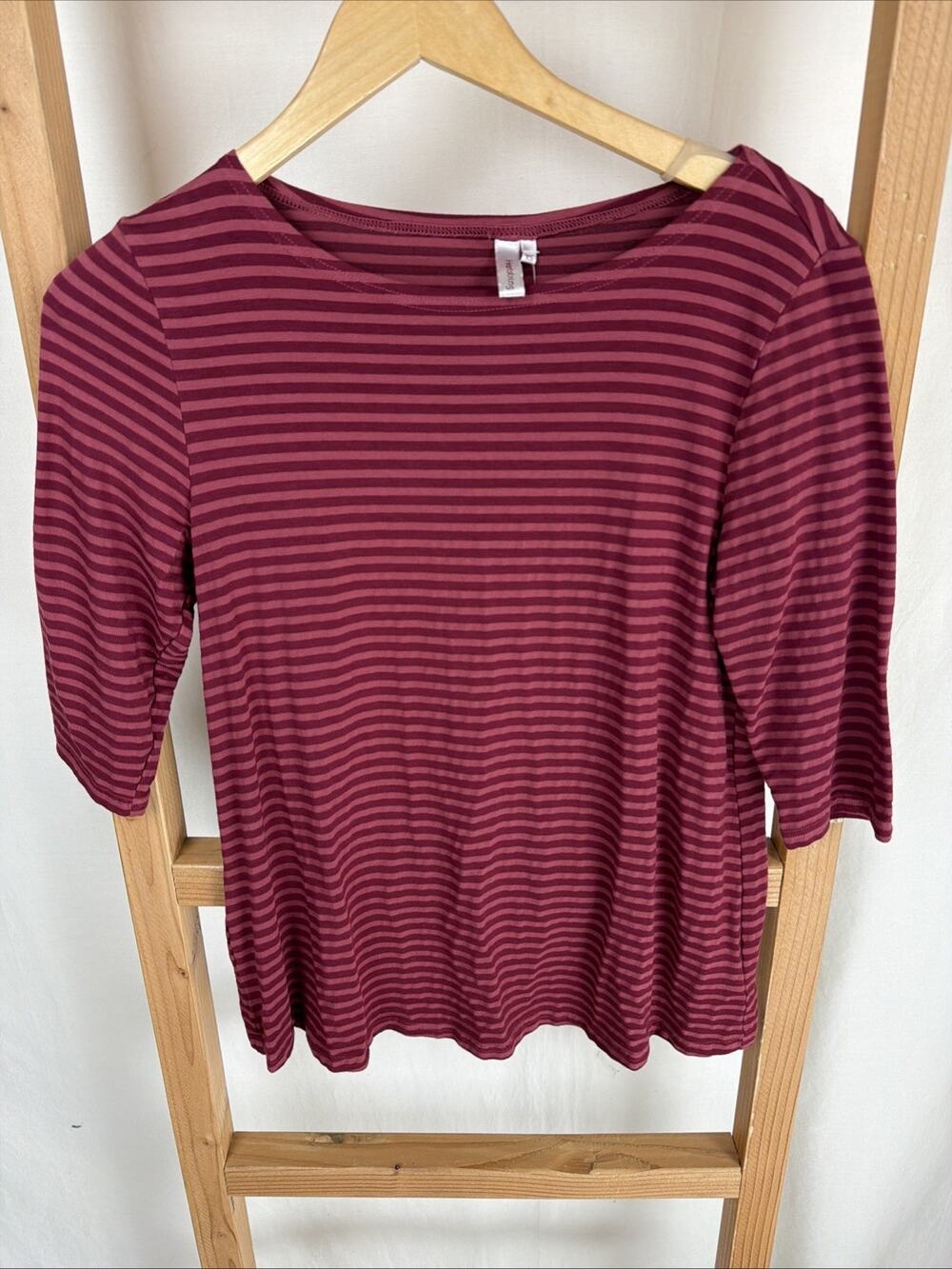 NWT Kleen Red Bean 3/4 Sleeve Striped Top #0837 XS